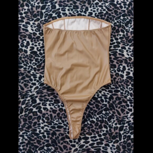 Forever 21 Tan Faux Leather Tube Bodysuit - Picture 3 of 4